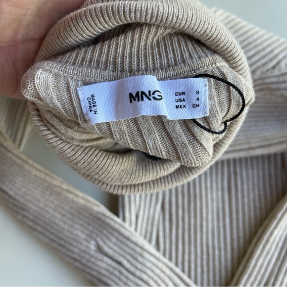 MANGO Cream Ribbed Knit Turtleneck Sweater Dress US 4 - Picture 4 of 5